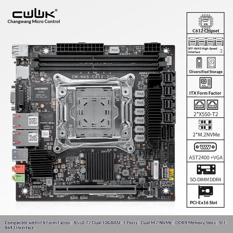 Nas Motherboard 8 Sata Mini Itx - Scheda Madre C612 LGA 2011-3 Xeon