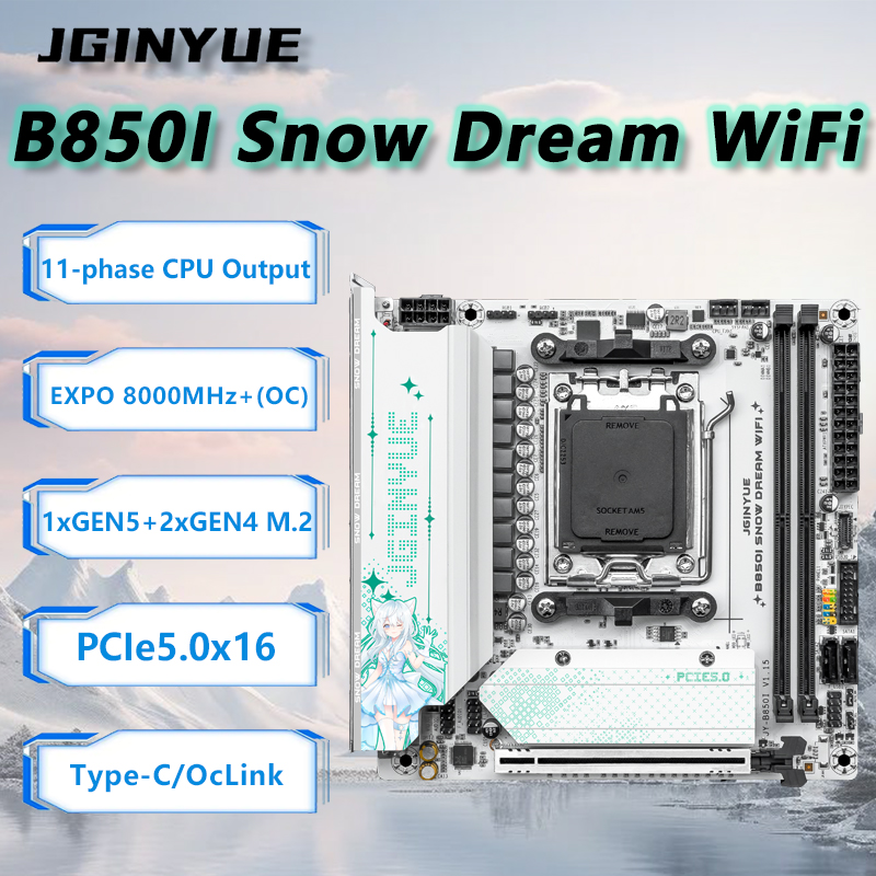 Nas Motherboard 8 Sata Mini Itx - Scheda Madre WiFi JGINYUE B850i Snow