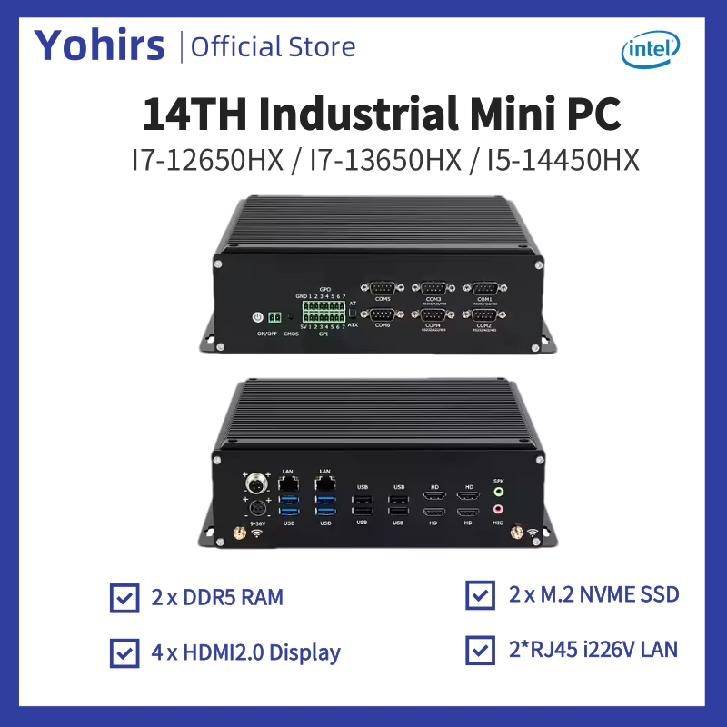 Fanless Industrial Pc Rs485 Core I7 - 14th Mini Pc industriale i5-14450HX i7-13650HX