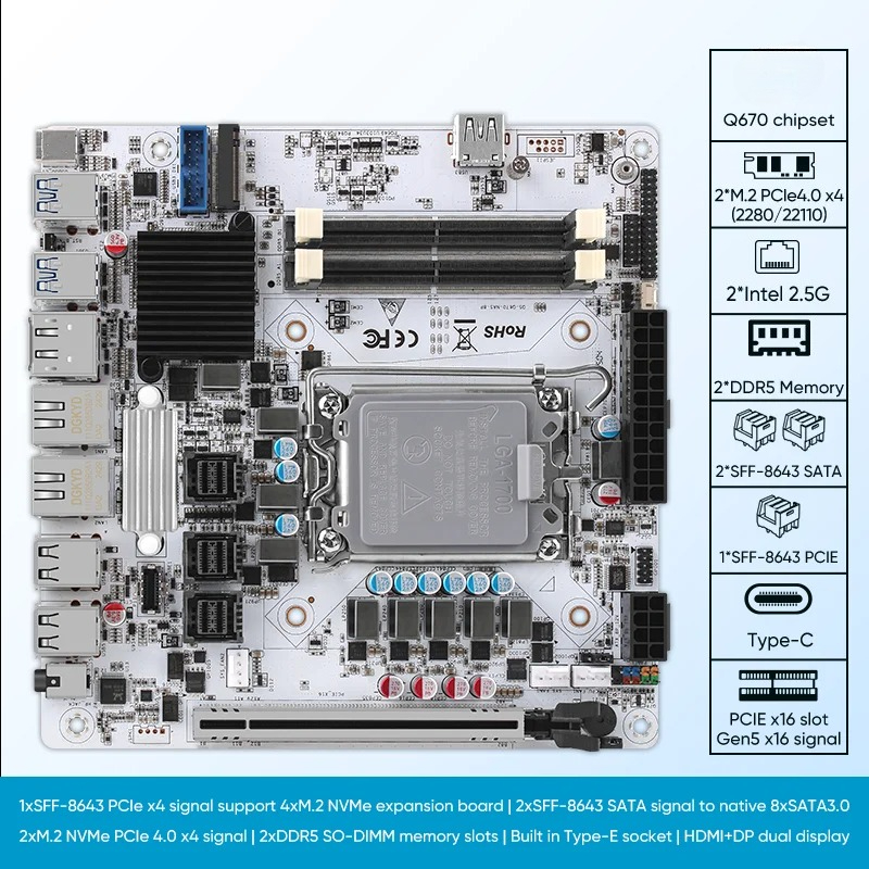 Scheda madre Nas di 12/13/14a  - Lga1700 Itx Motherboard Ddr5 recensione e prezzo